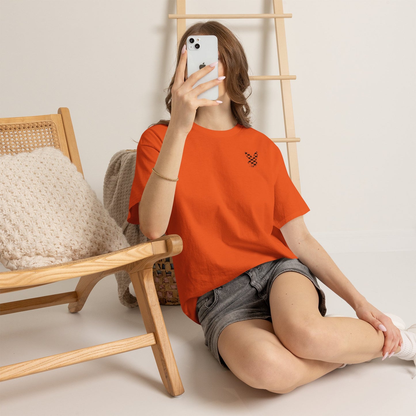 Checkerboard Bunny Tee — Retro Skate-Inspired Graphic T-Shirt