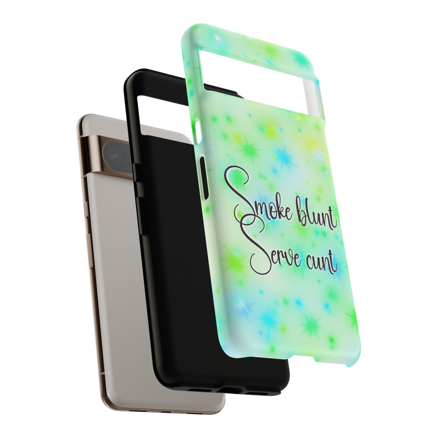 Phone Case — "Smoke blunt Serve cunt" Green Starburst Protective Case
