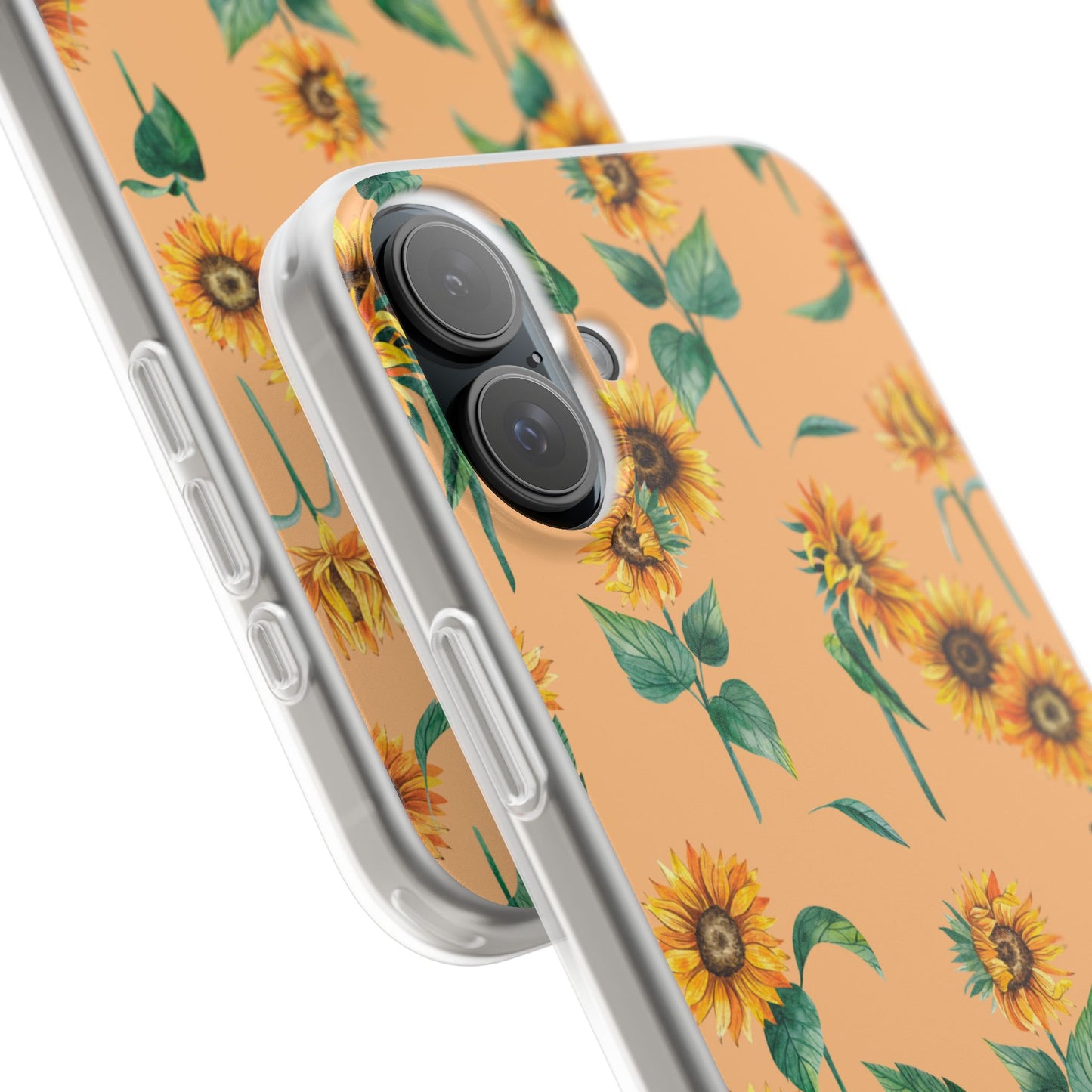 Sunflower Pattern Flexi Case — Floral Phone Case on Peach Background
