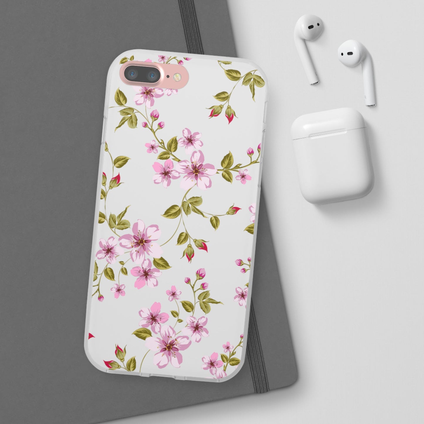 Floral Pink Blossom Flexi Case — Slim Protective Phone Case with Watercolor Cherry Blossom Design