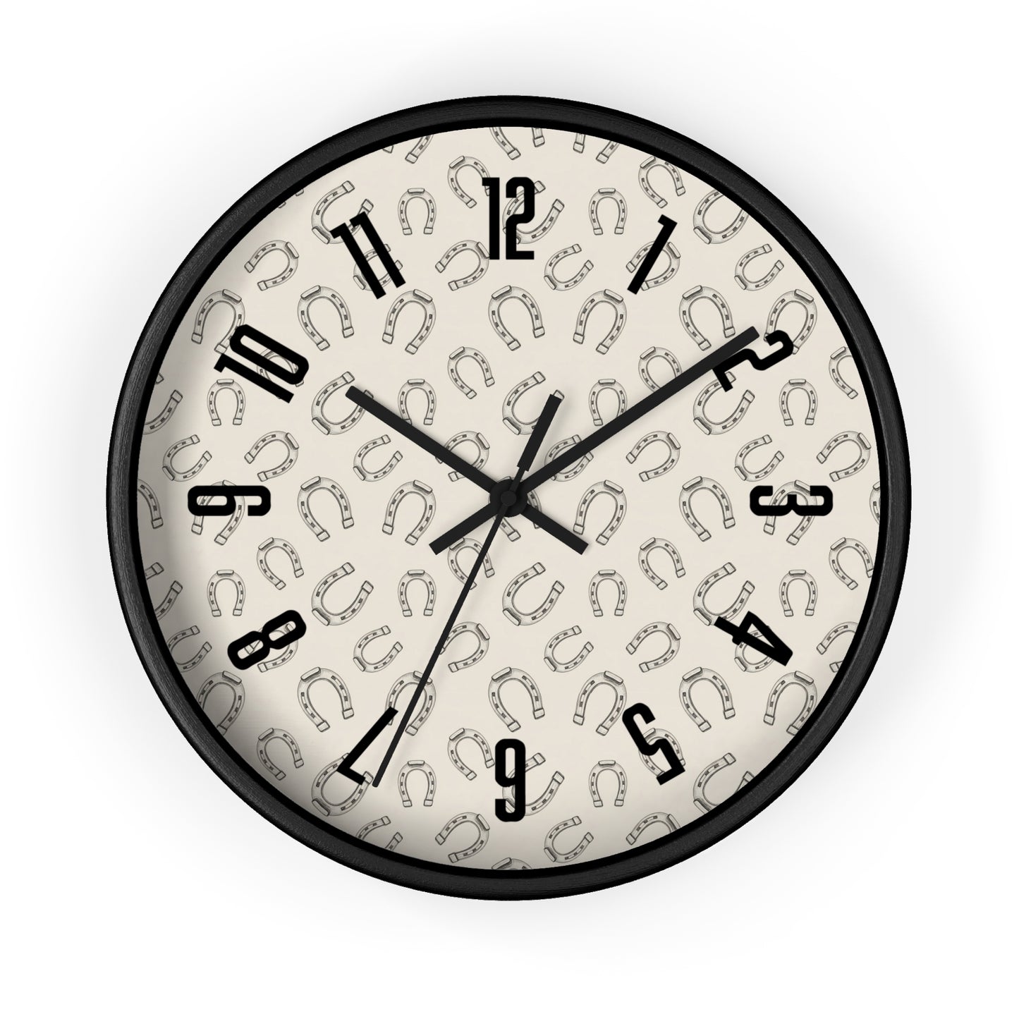 Horseshoe Pattern Wall Clock — Rustic Farmhouse Timepiece for Equestrian Lovers