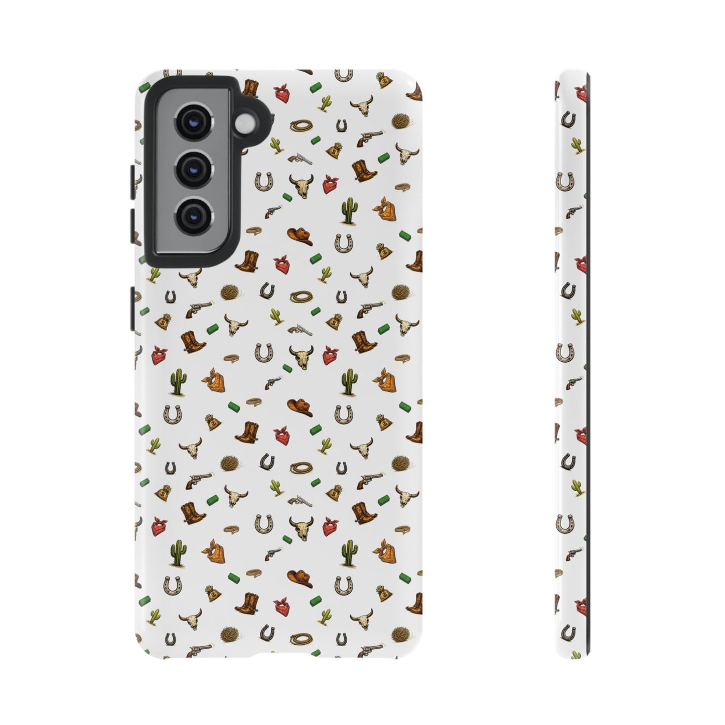 Western Pattern Phone Case — Cowboy Boots, Hats, Horseshoes & Cactus Tough Case