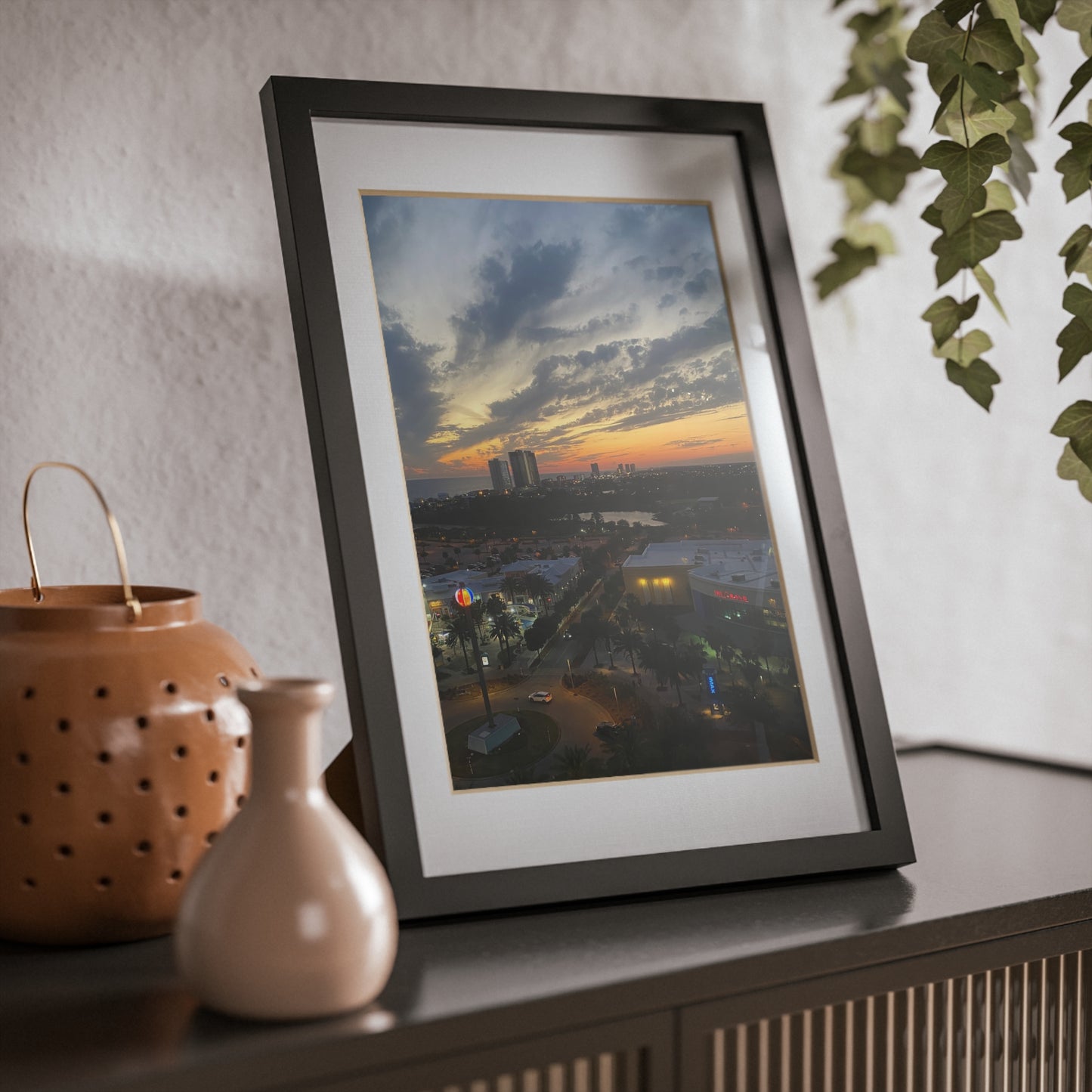 Black Framed Sunset Photo Poster — City Skyline Wall Art