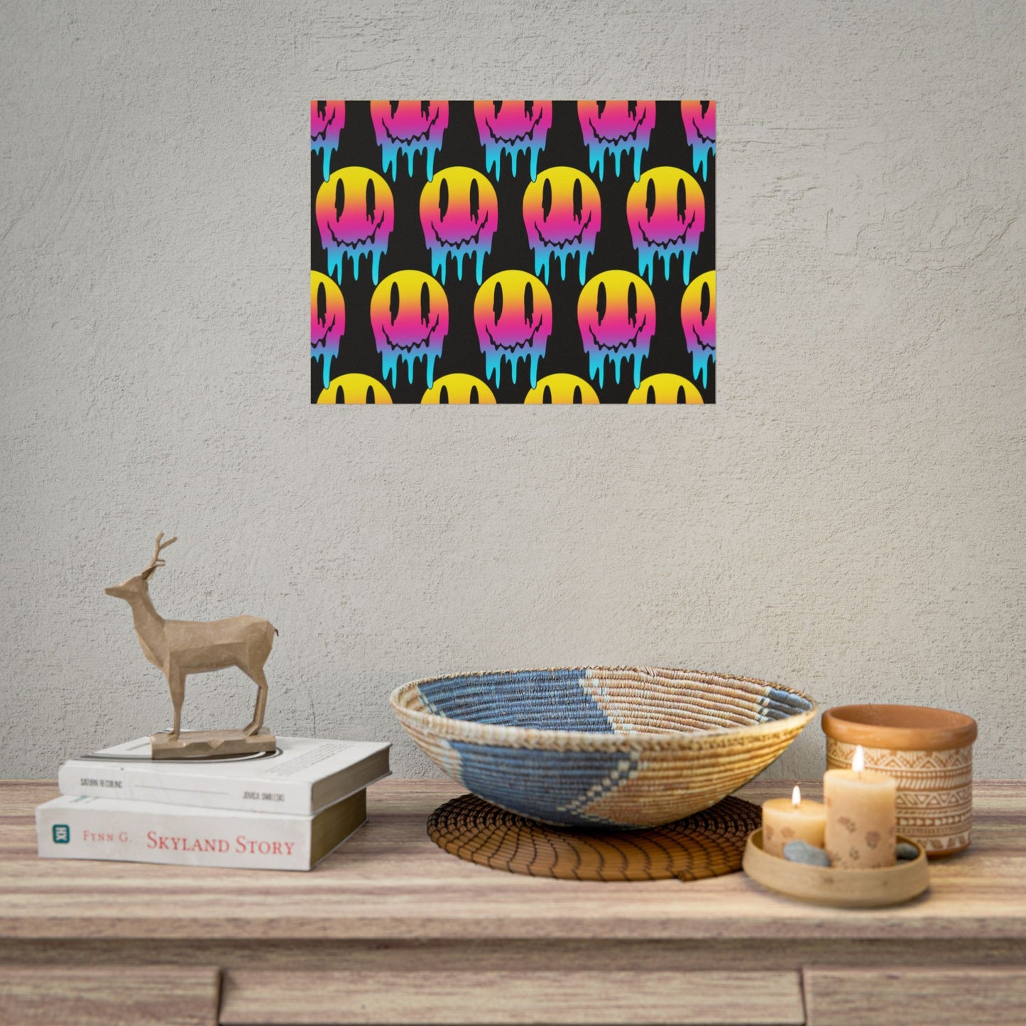 Neon Drip Smiley Poster