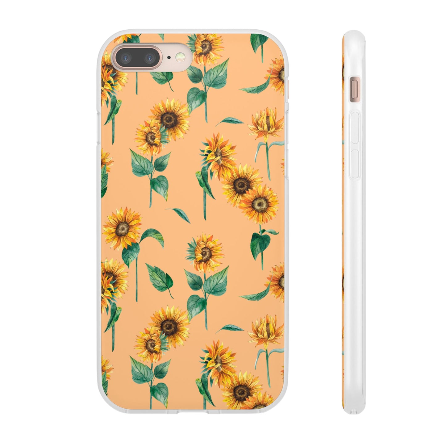 Sunflower Pattern Flexi Case — Floral Phone Case on Peach Background