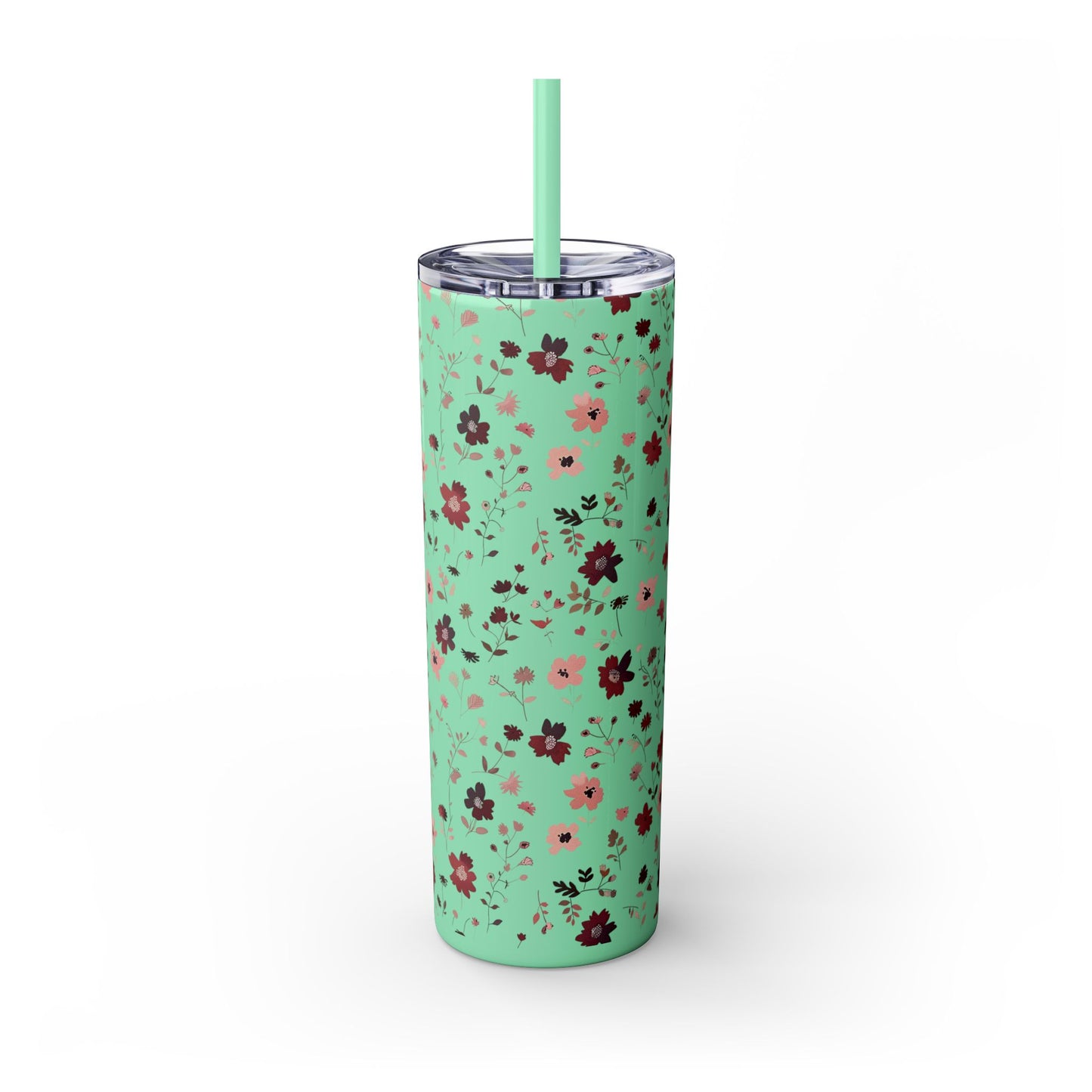 Floral Skinny Tumbler 20oz – Pink Blossom Straw Cup