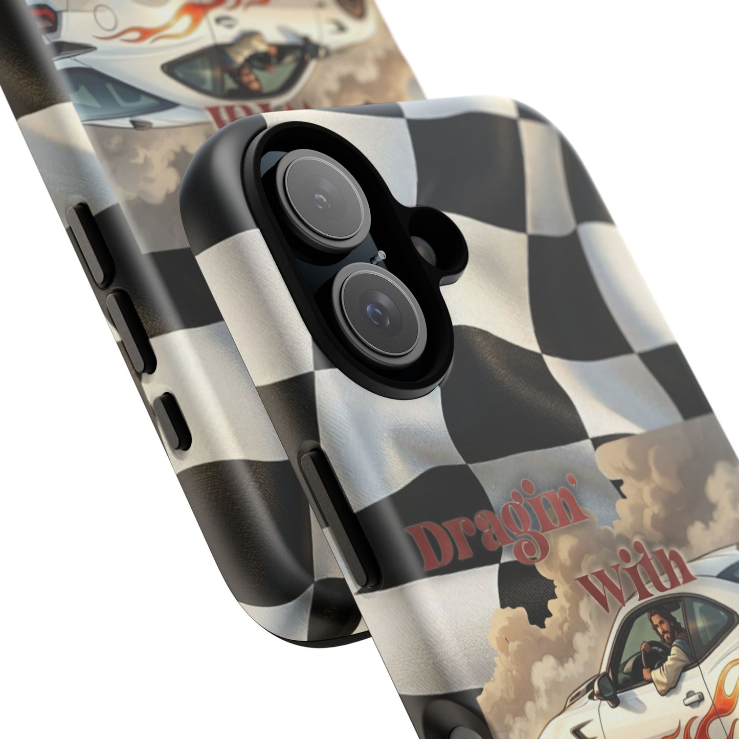 Phone Case — 'Dragin' With Jesus' Racing Checkered Design - iPhone