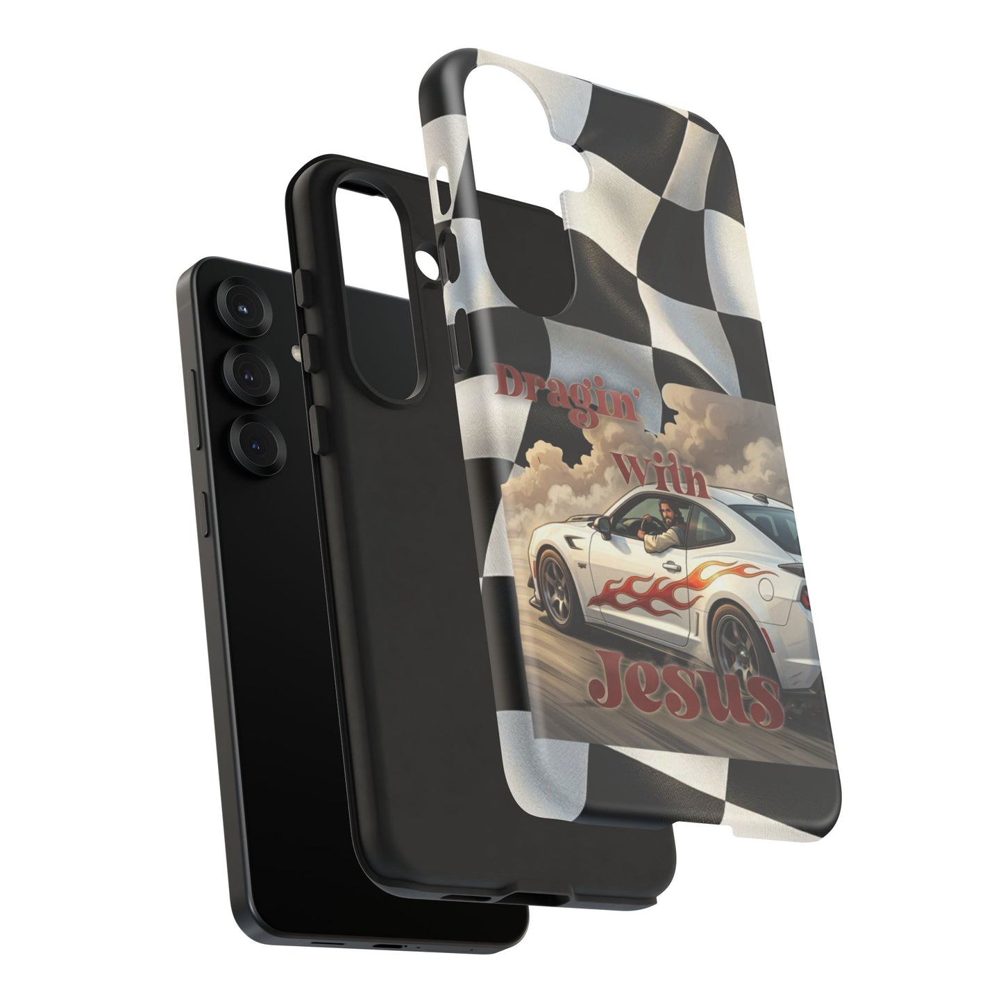 Phone Case — "Dragin' With Jesus" Racing Checkered flag - Samsung / Google phones