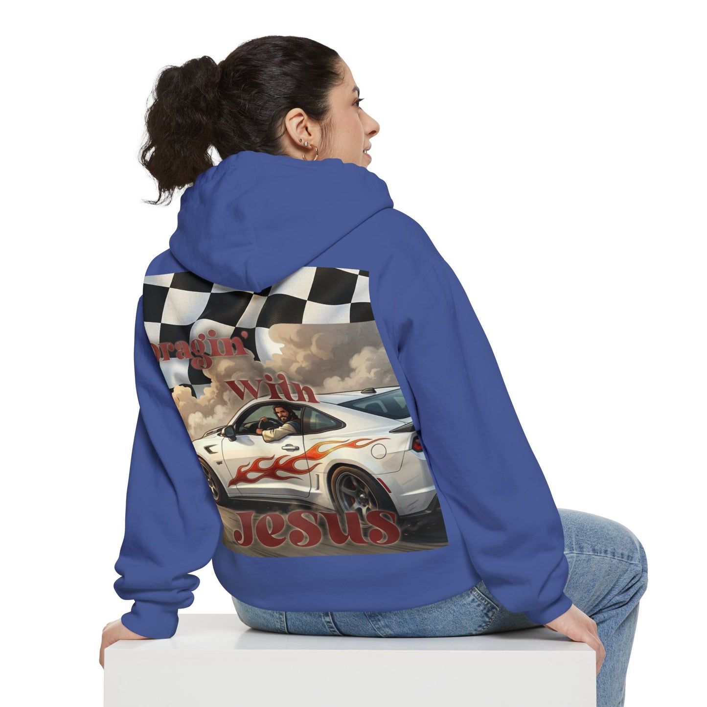 Dragin with Jesus Hoodie — Small Chest Print