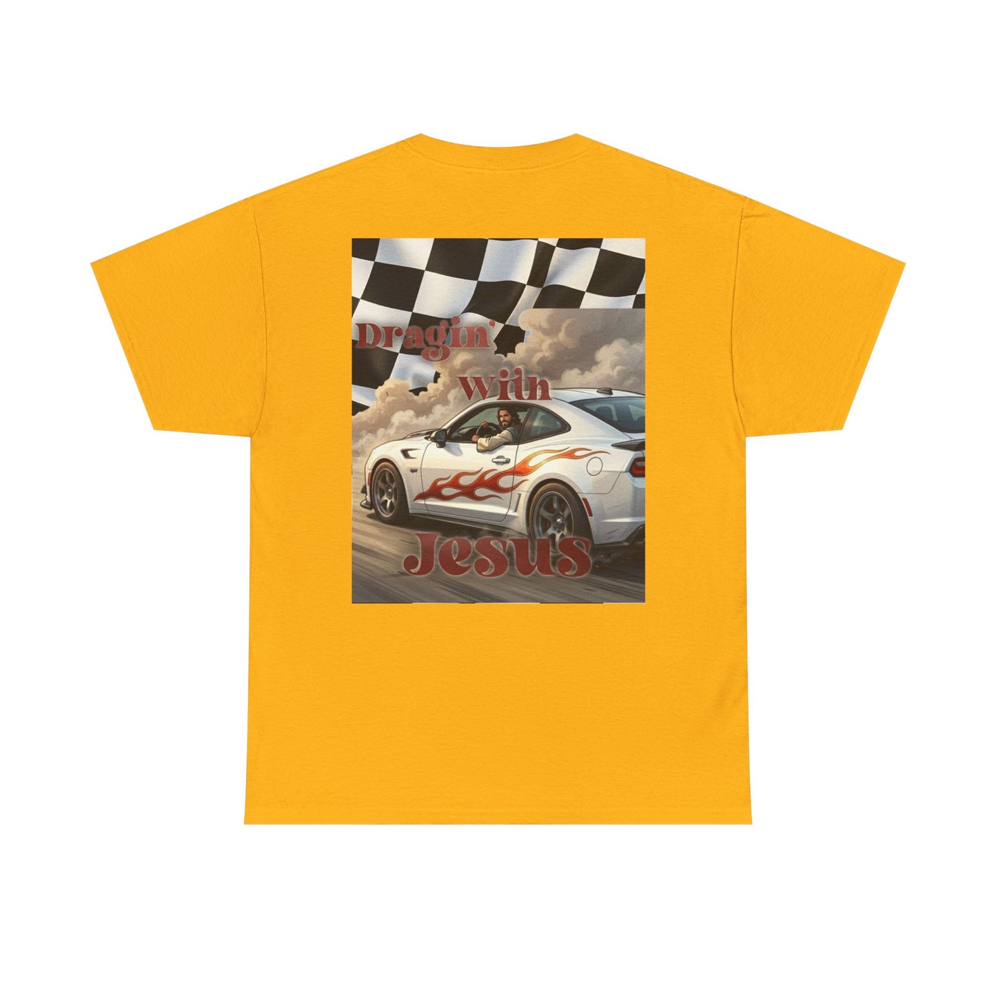 T-Shirt — "Dragin' With Jesus" Retro Racing Graphic Tee