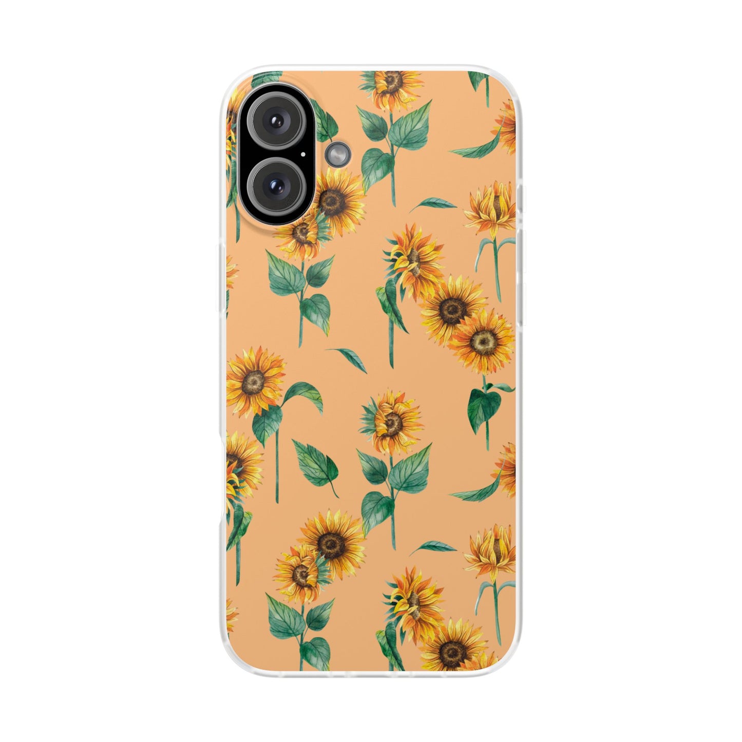 Sunflower Pattern Flexi Case — Floral Phone Case on Peach Background