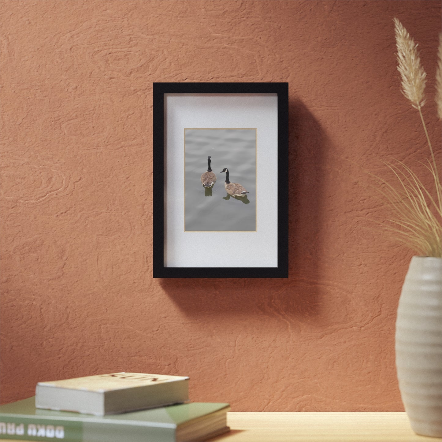 Black Framed Goose Photo Print — Minimal Wildlife Wall Art