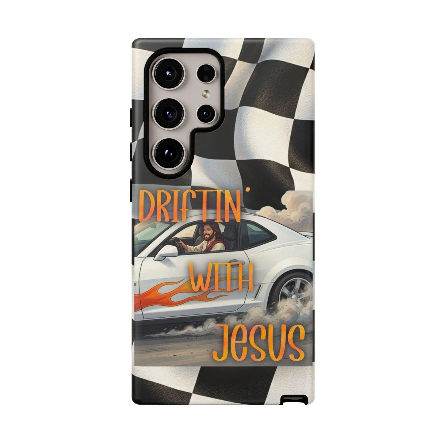 Phone Case — "Driftin' With Jesus" Racing Crosscheck Design - Samsung/ Google phones