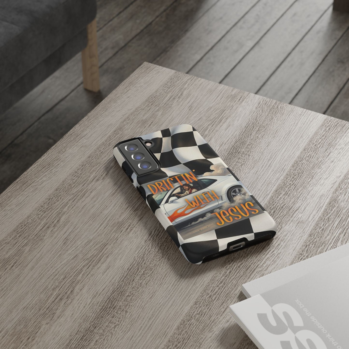 Phone Case — "Driftin' With Jesus" Racing Crosscheck Design - Samsung/ Google phones