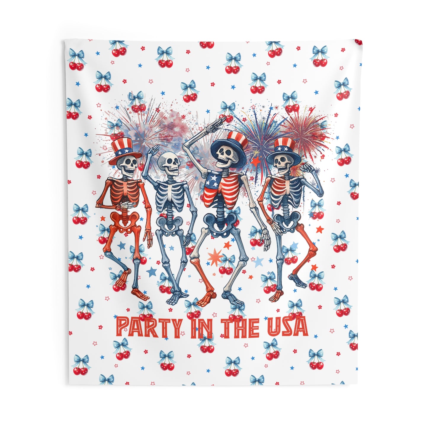 Patriotic Skeletons Tapestry — "Party in the USA" 4th of July Wall Hanging