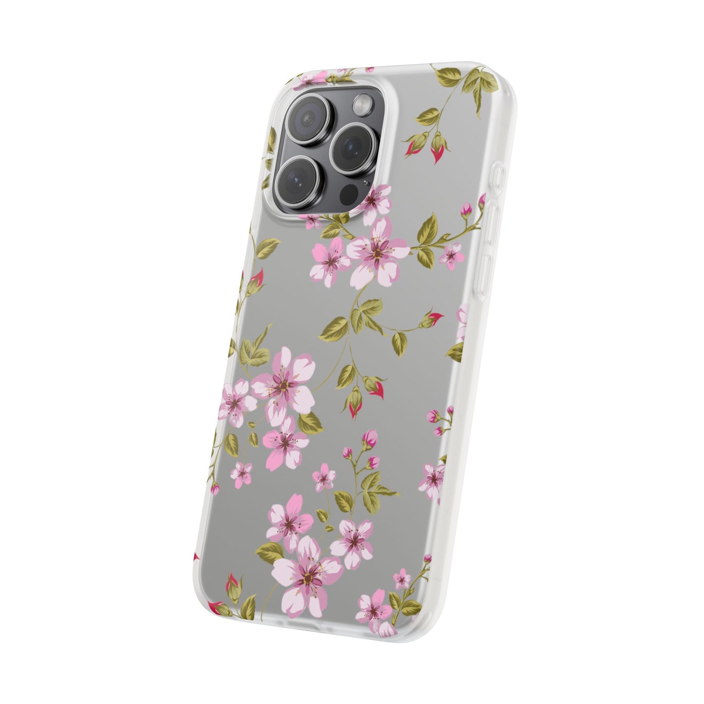 Floral Pink Blossom Flexi Case — Slim Protective Phone Case with Watercolor Cherry Blossom Design
