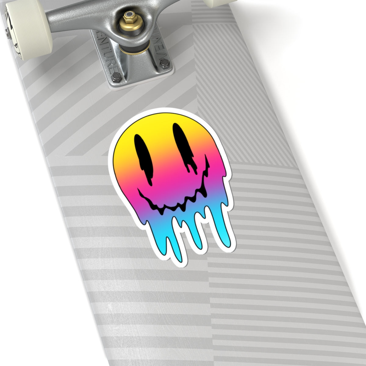 Dripping Rainbow Smiley Sticker — Melted Grunge Laptop Decal