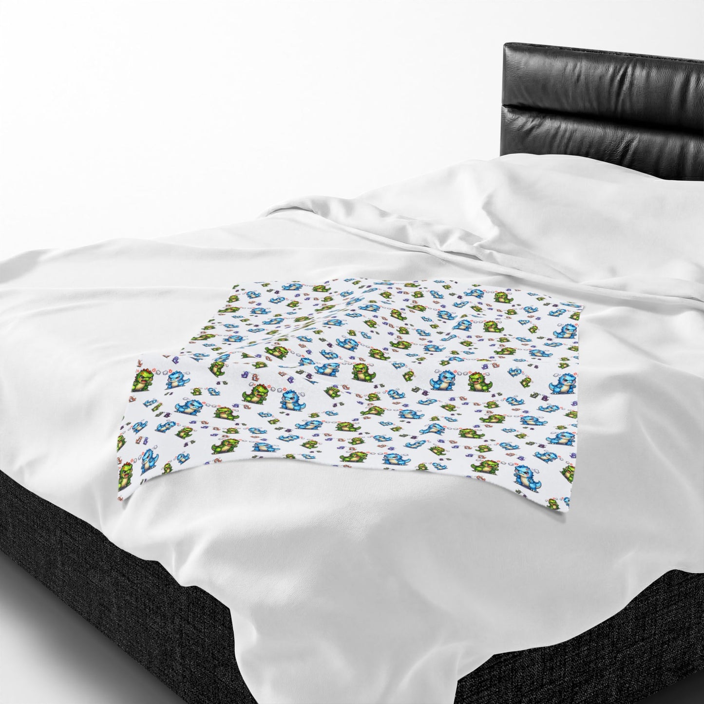 Plush Blanket — Cute Dino Pattern Velveteen Throw