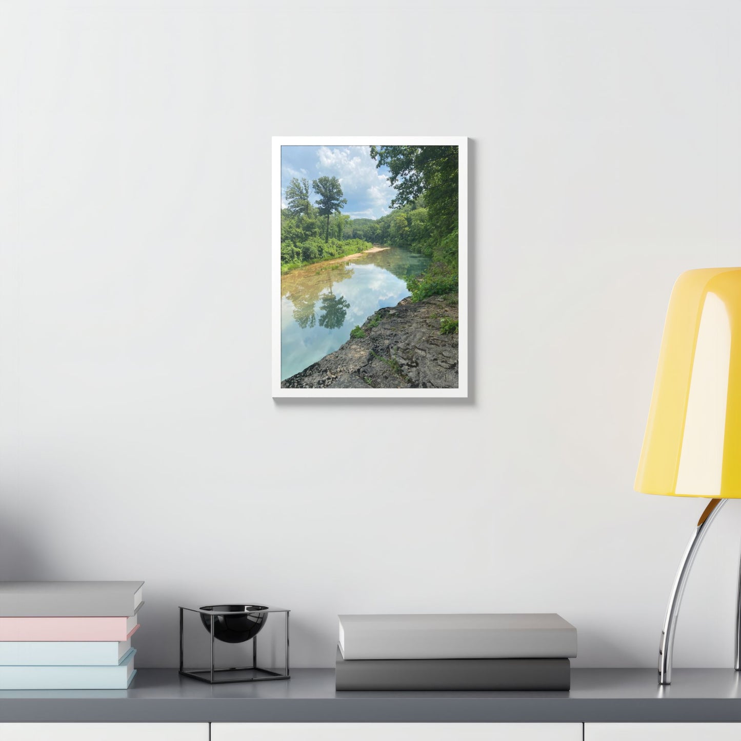 Framed Nature Poster — Serene River Landscape Wall Art