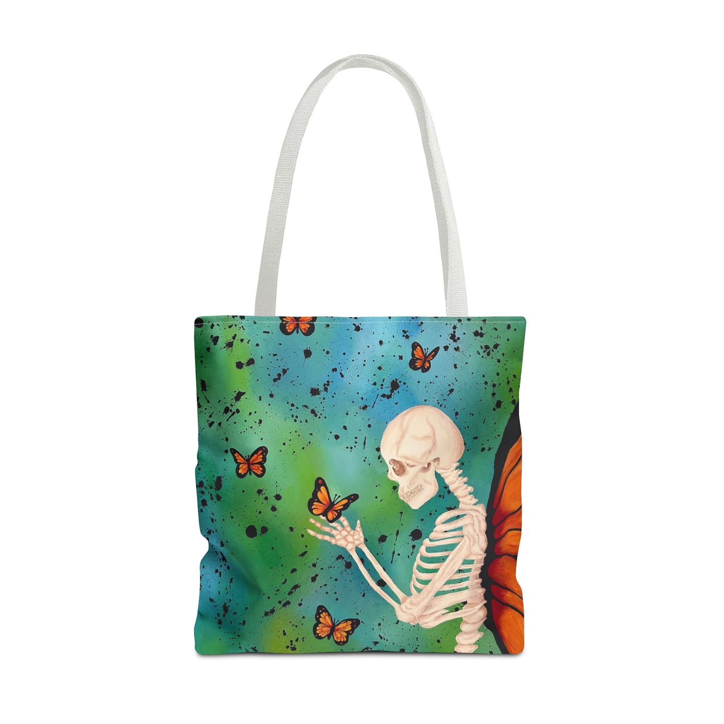 Skeleton & Monarch Tote Bag – Butterfly Skull Art Tote