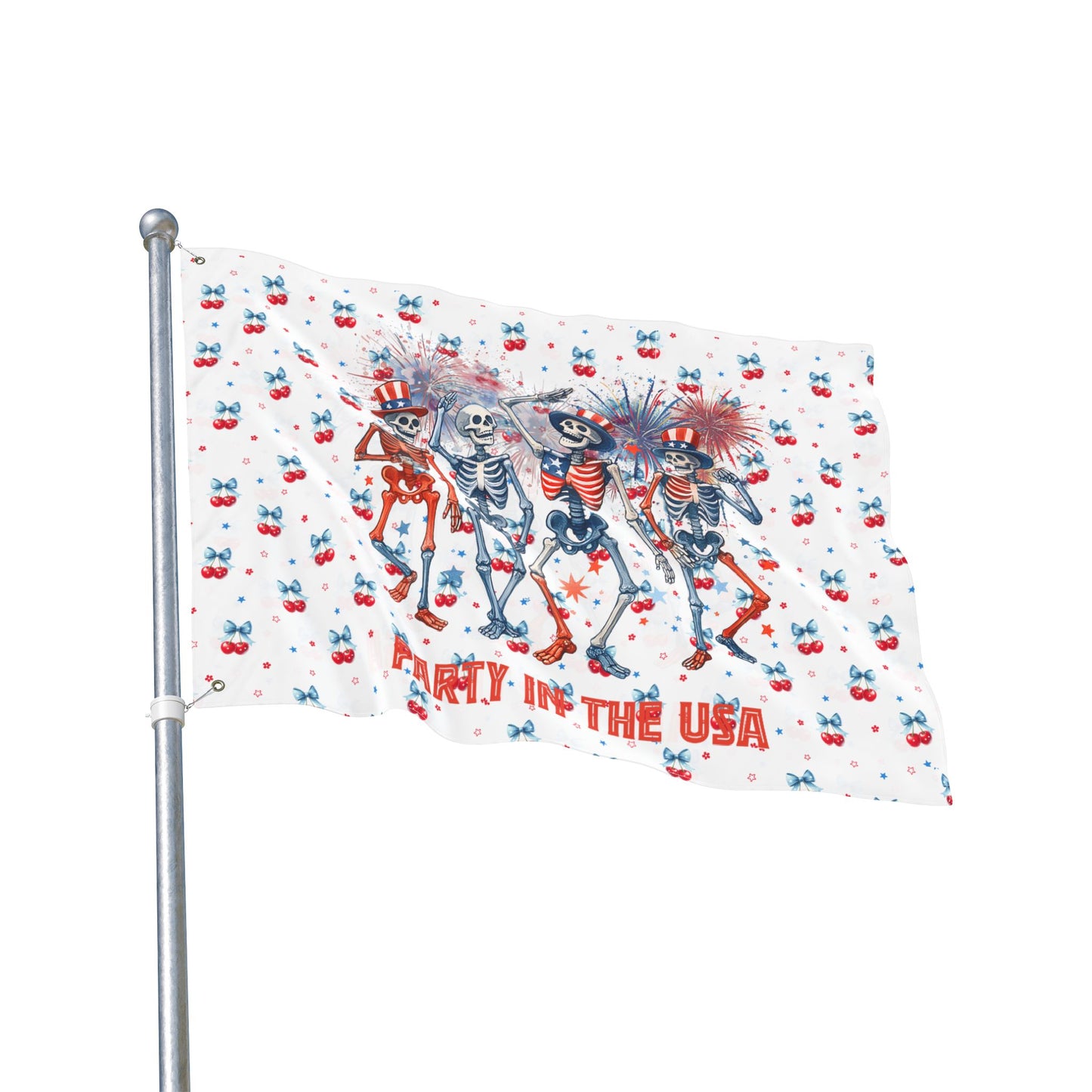 Party in the USA Skeletons Double-Sided Flag — 4th of July Patriotic Decor