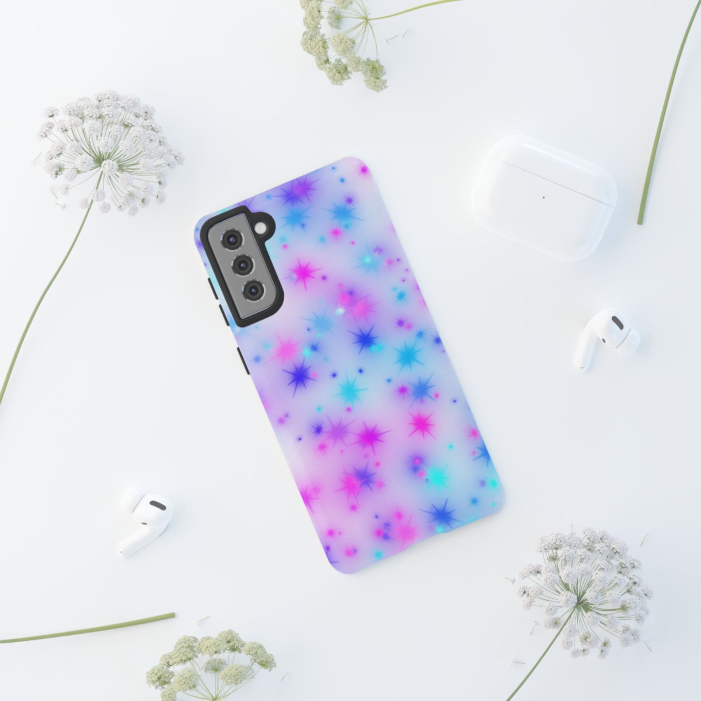 Galaxy Sparkle Tough Phone Case - Pastel Starburst Protective Cover