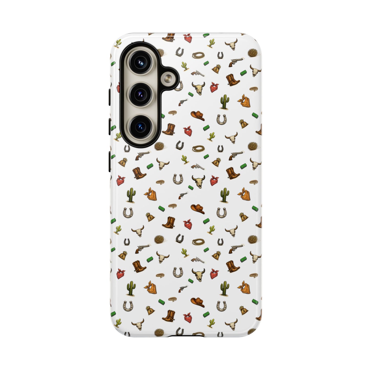 Western Pattern Phone Case — Cowboy Boots, Hats, Horseshoes & Cactus Tough Case
