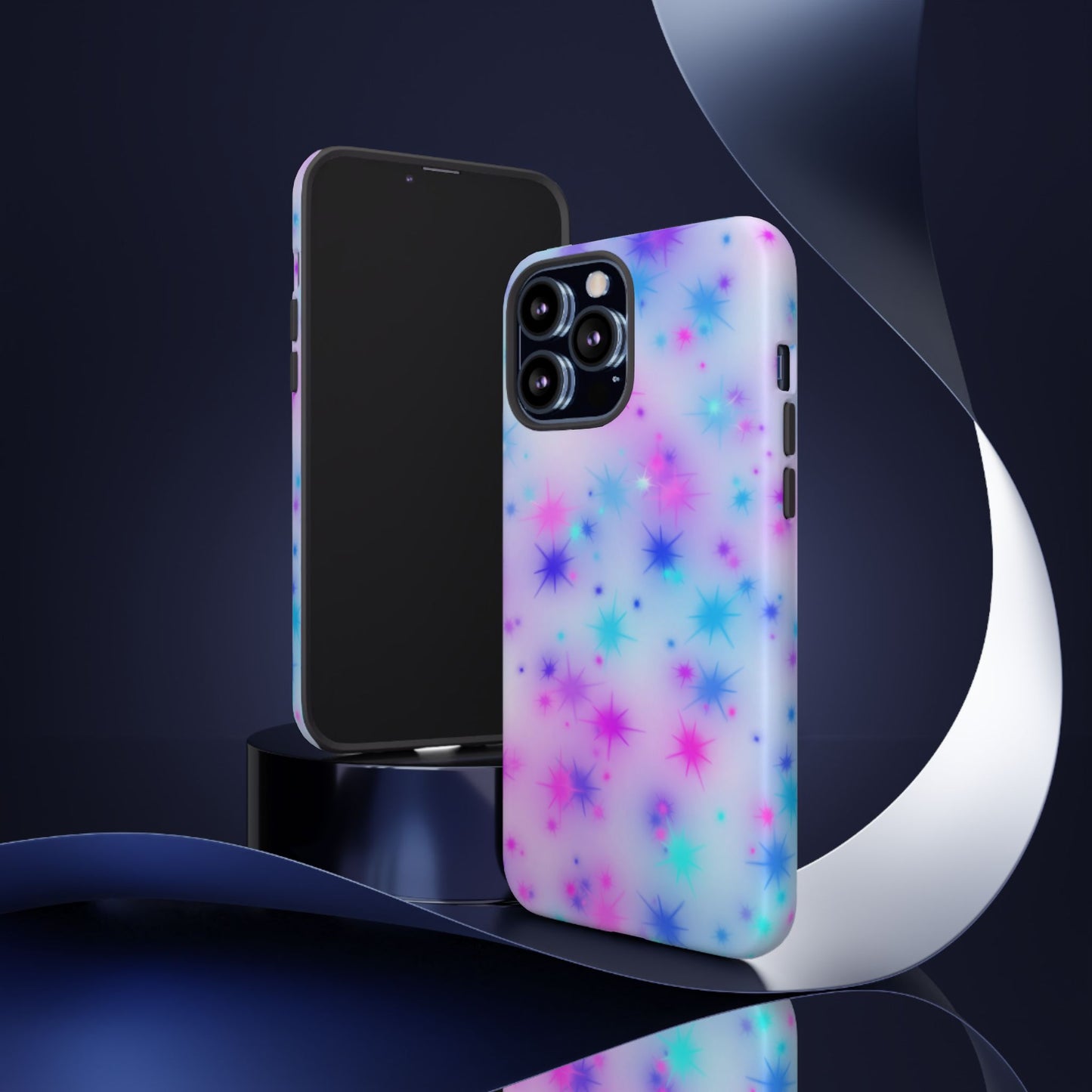 Galaxy Starburst Tough Phone Case — Pastel Pink & Blue Sparkle Protective Cover