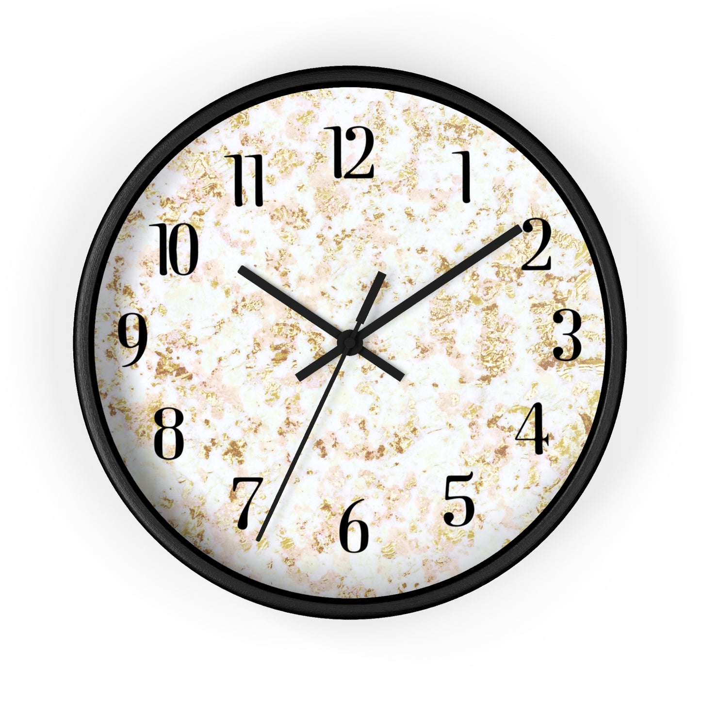 Marble Texture Wall Clock — Modern Gold & White Decorative Clock