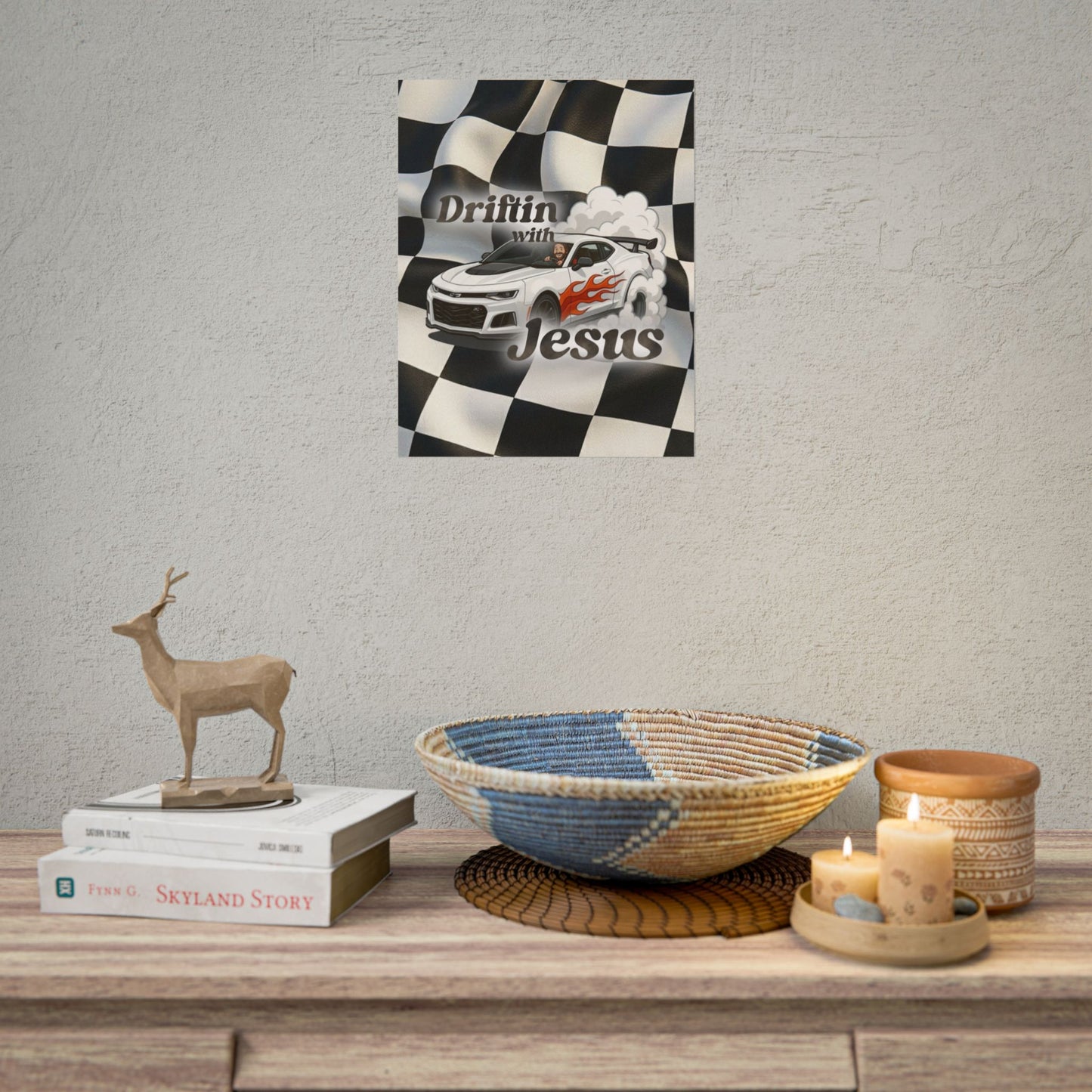 Rolled Poster — "Driftin' with Jesus" Racing Car Wall Art