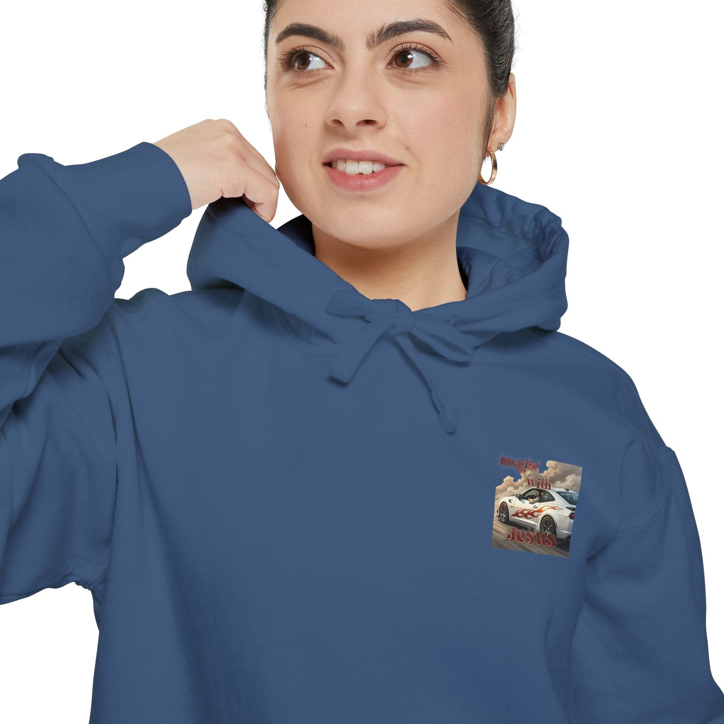 Dragin with Jesus Hoodie — Small Chest Print