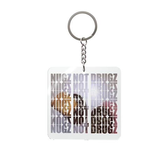 Square Keychain — 'Noz Not Drugz' Bold Graphic Keyring (Acrylic)