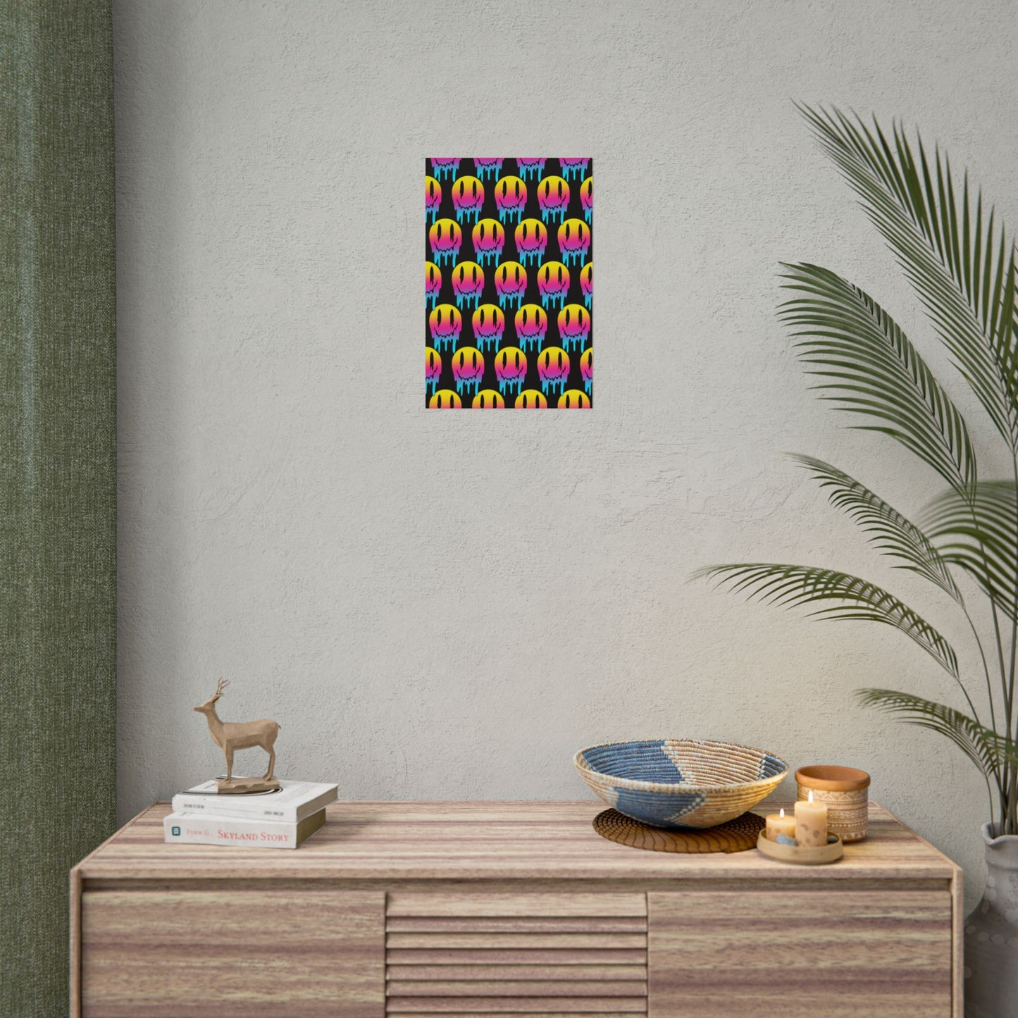 Neon Drip Smiley Poster