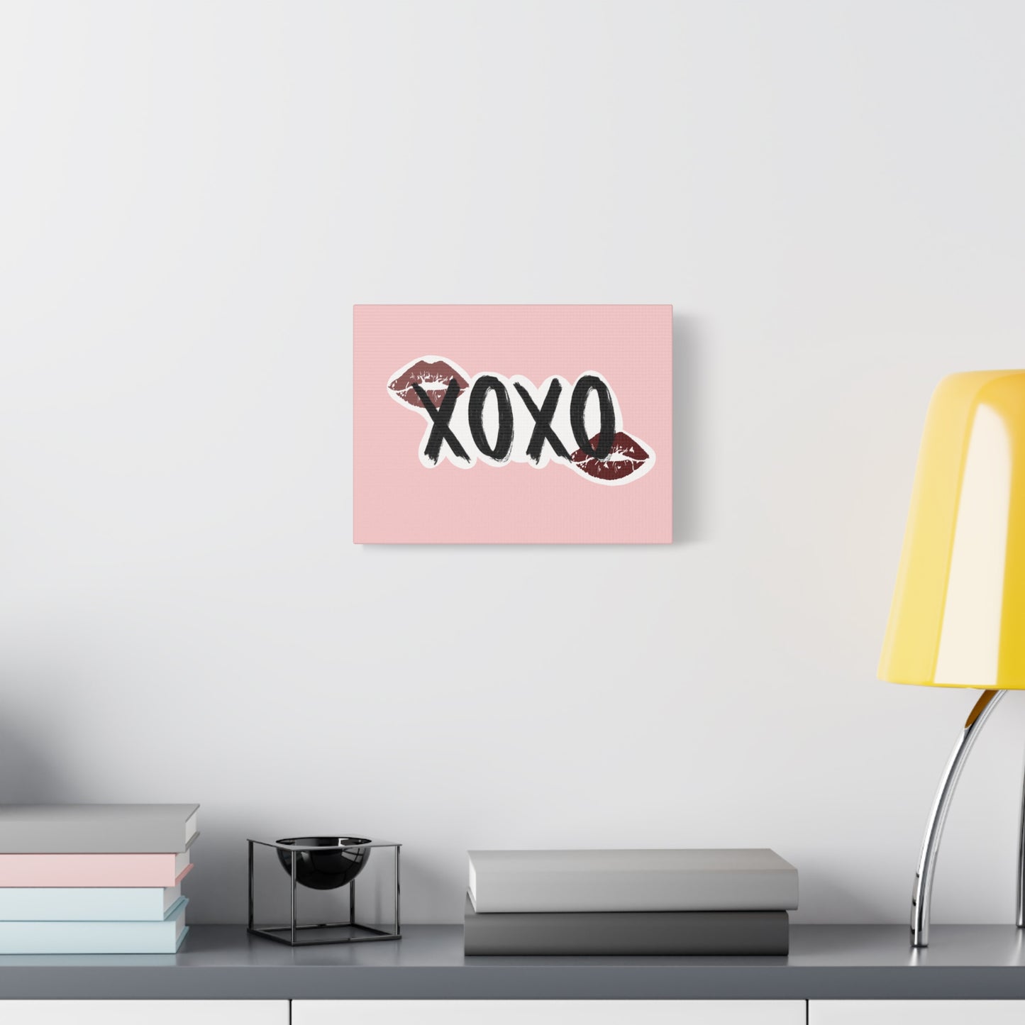XOXO Kiss Wall Canvas — Pink Romantic Home Décor for Valentine’s Day