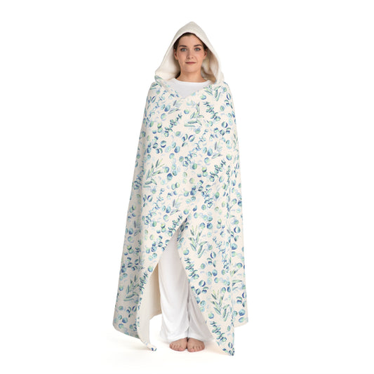 Hooded Sherpa Blanket – Blue Eucalyptus Fleece Throw
