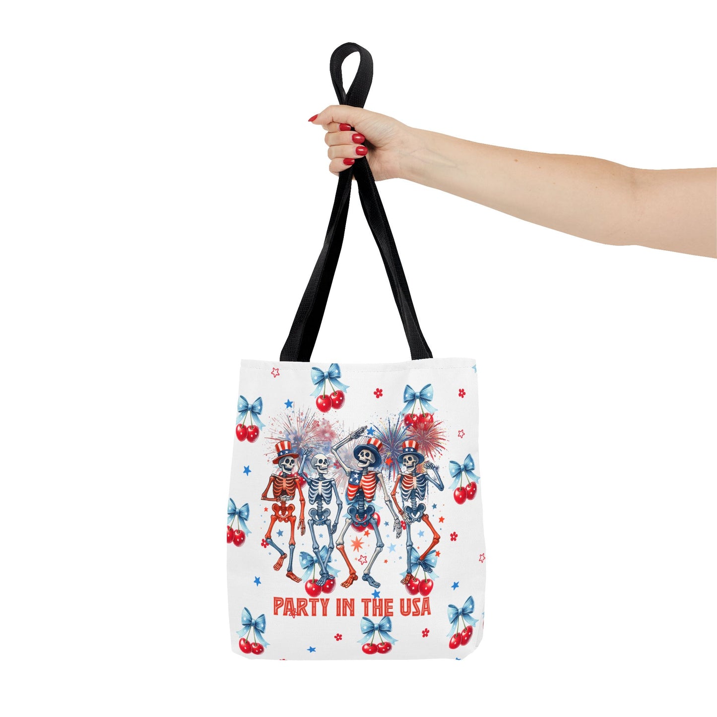 Patriotic Skeletons Tote Bag — "Party in the USA" 4th of July All-Over Print
