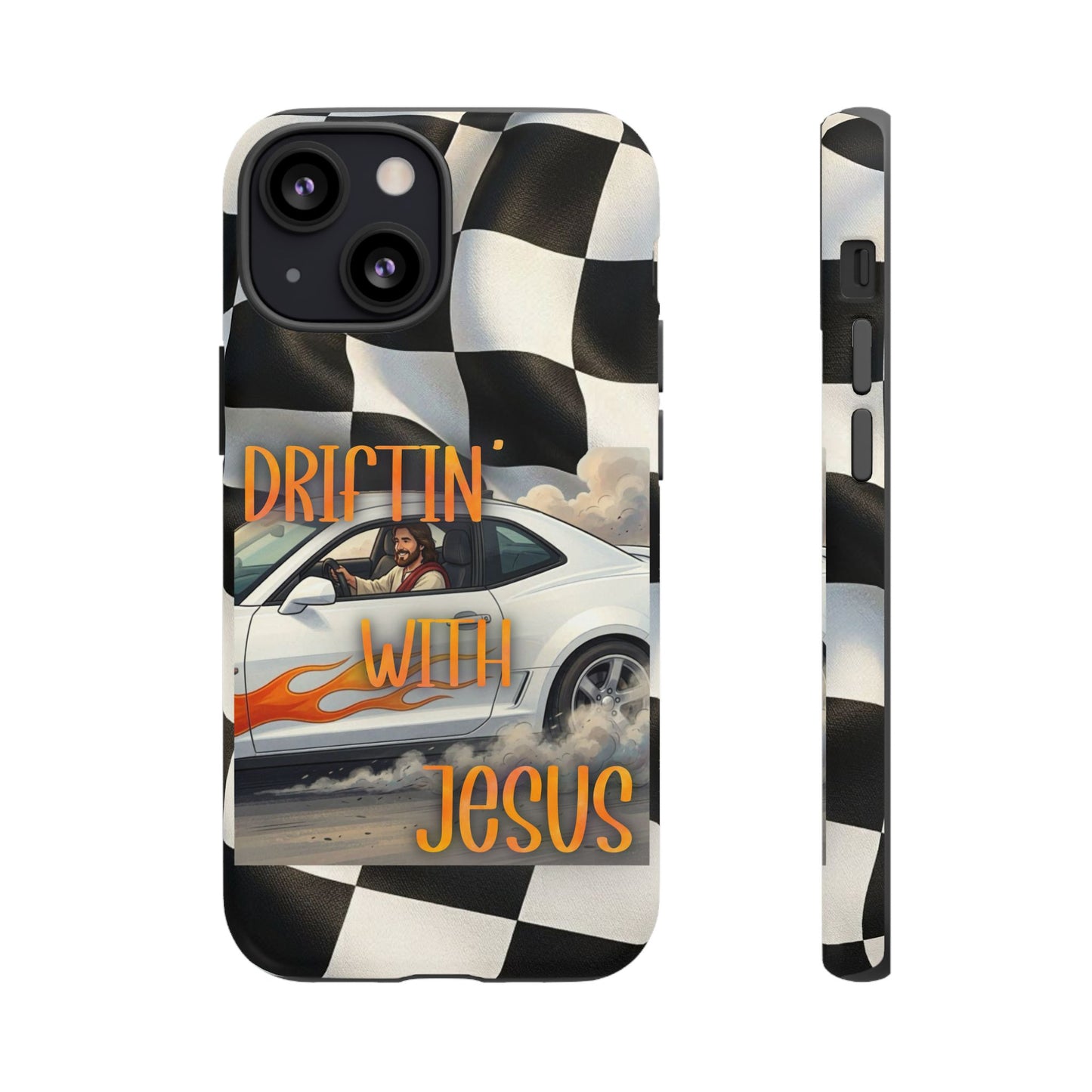 Phone Case — "Driftin' with Jesus" Racing Flag Design- iPhone