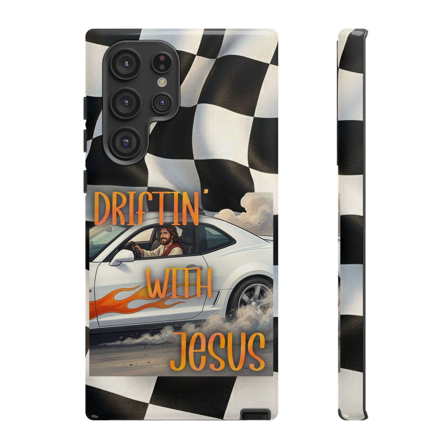 Phone Case — "Driftin' With Jesus" Racing Crosscheck Design - Samsung/ Google phones