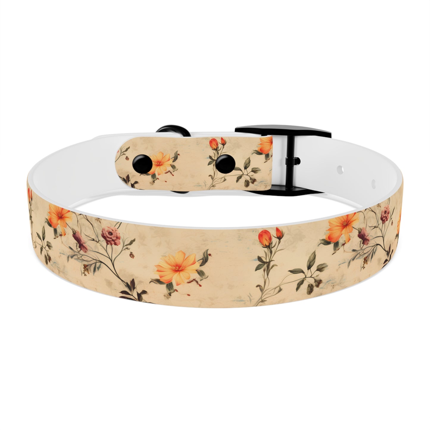 Floral Vintage Dog Collar – Peach Rose Print Pet Collar