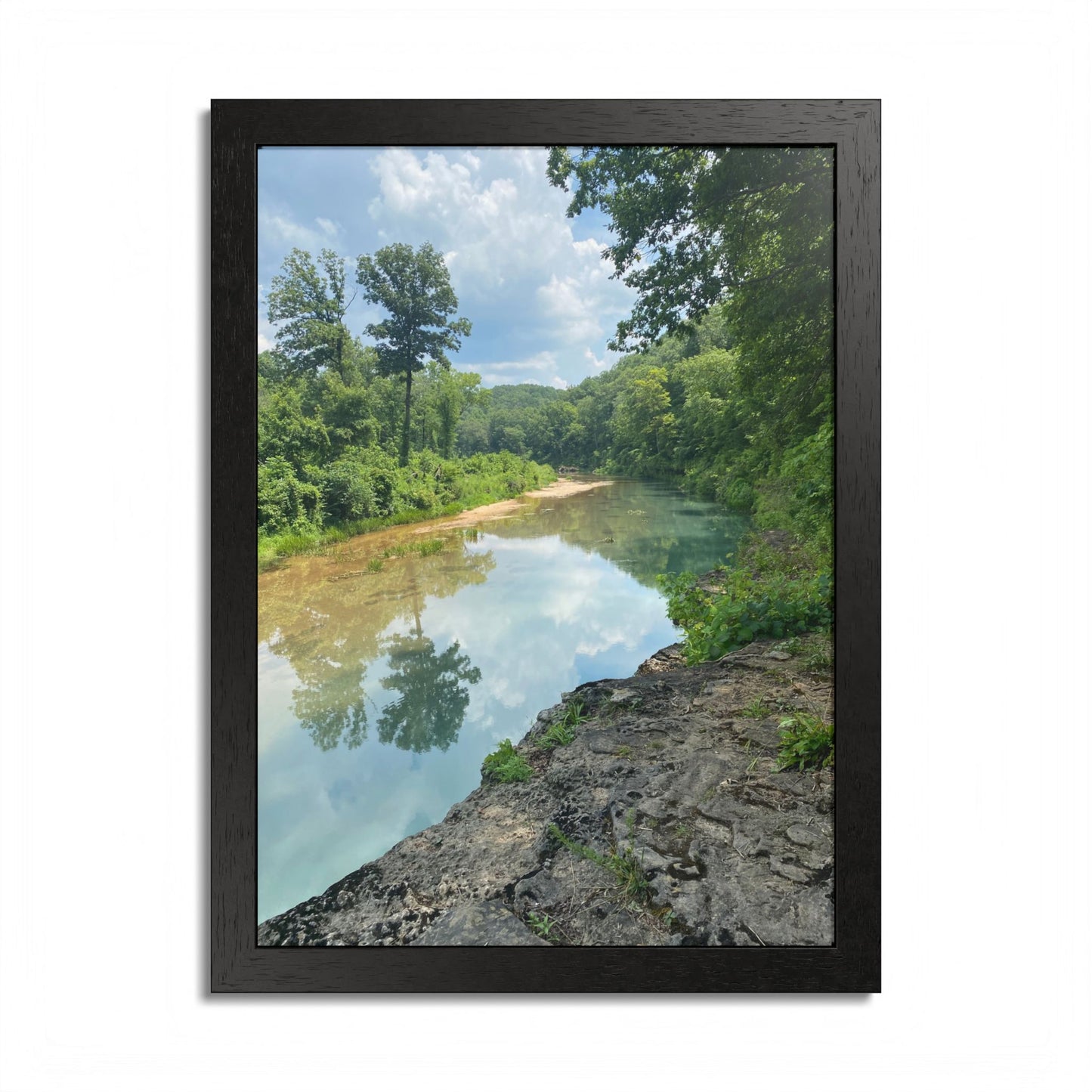 Framed Nature Poster — Serene River Landscape Wall Art