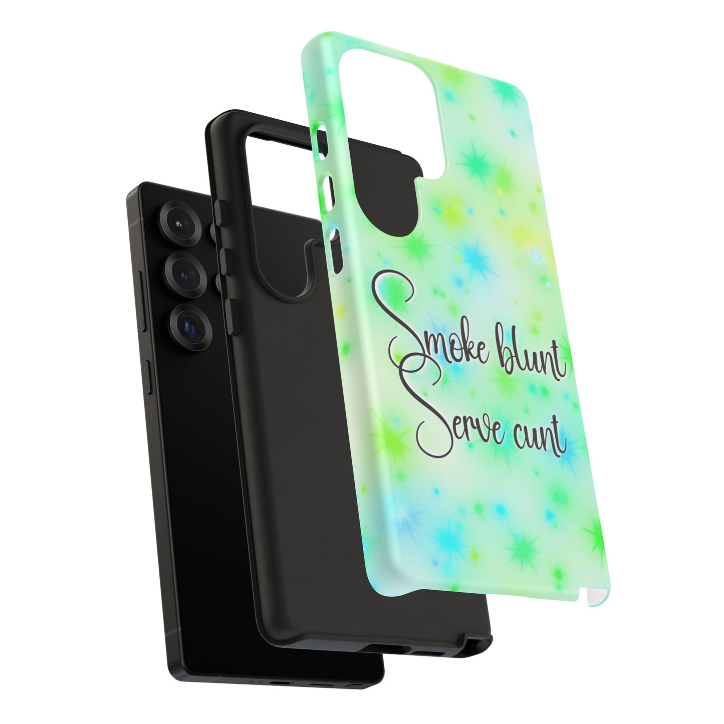 Phone Case — "Smoke blunt Serve cunt" Green Starburst Protective Case