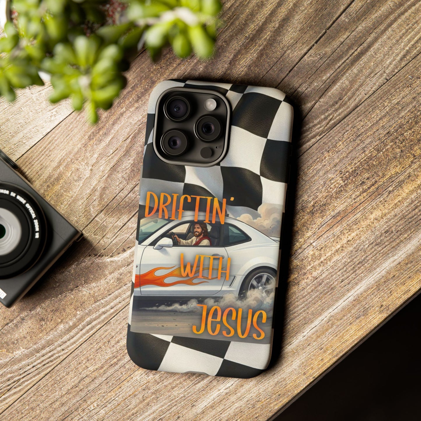 Phone Case — "Driftin' with Jesus" Racing Flag Design- iPhone