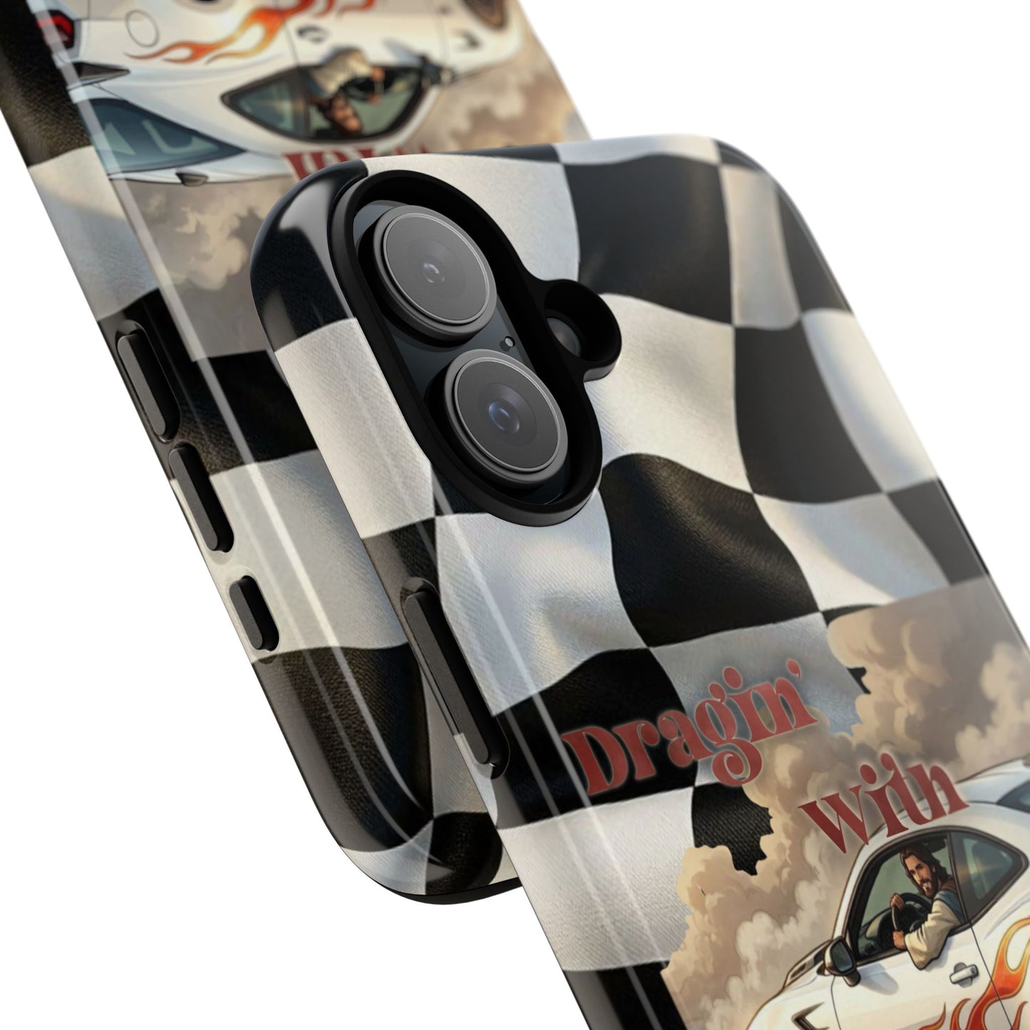 Phone Case — 'Dragin' With Jesus' Racing Checkered Design - iPhone
