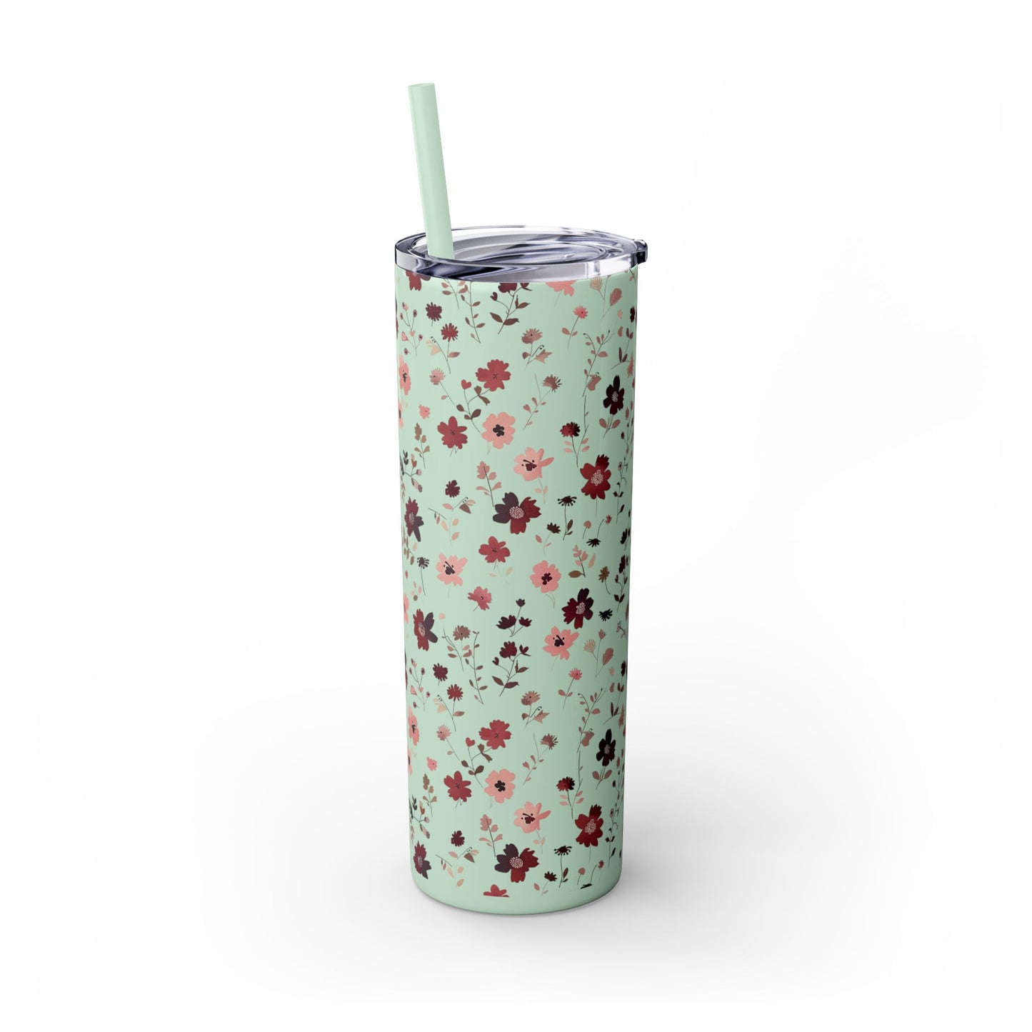 Floral Skinny Tumbler 20oz – Pink Blossom Straw Cup