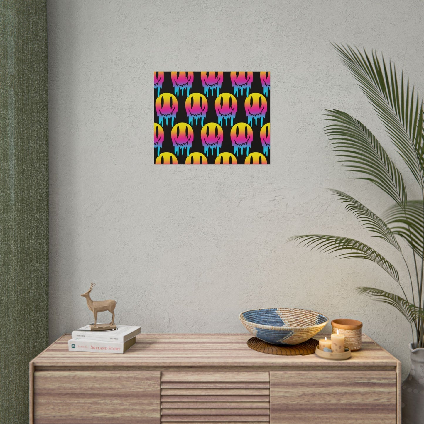 Neon Drip Smiley Poster