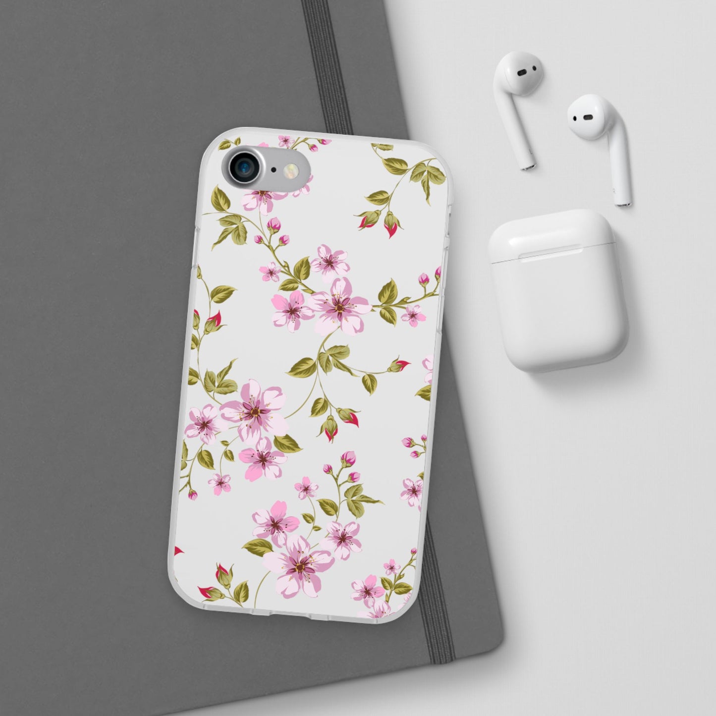 Floral Pink Blossom Flexi Case — Slim Protective Phone Case with Watercolor Cherry Blossom Design