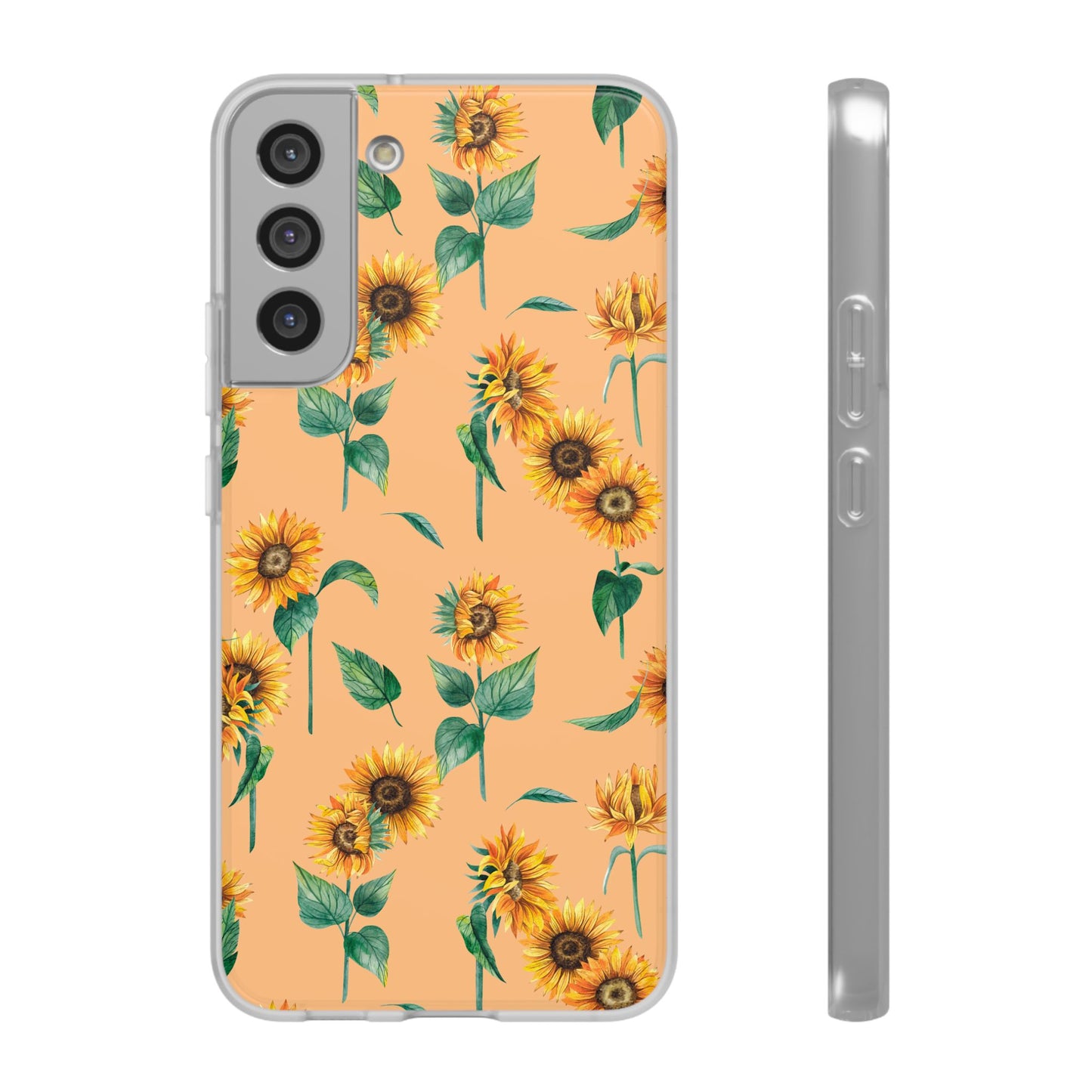 Sunflower Pattern Phone Case — Floral Peach Slim Flexi Case