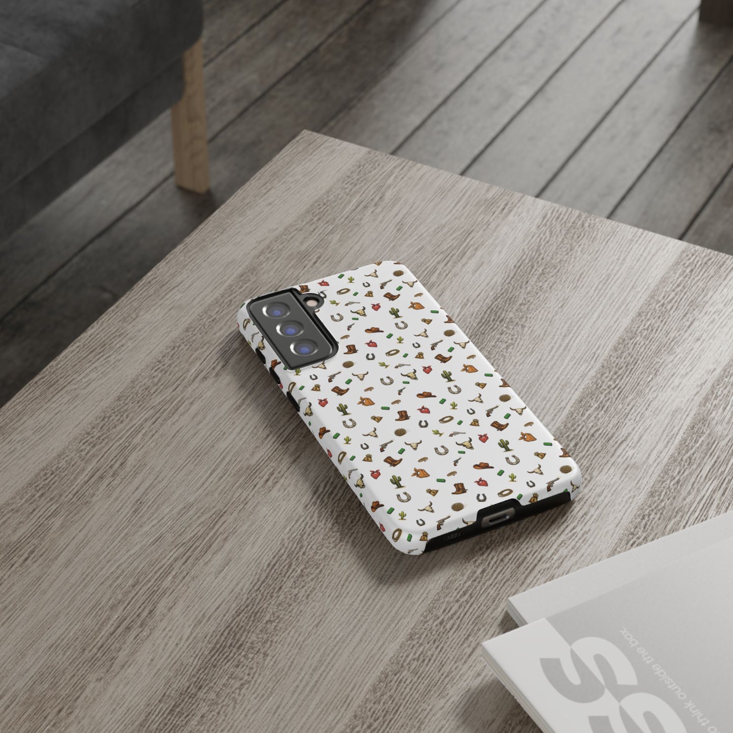 Western Pattern Phone Case — Cowboy Boots, Hats, Horseshoes & Cactus Tough Case