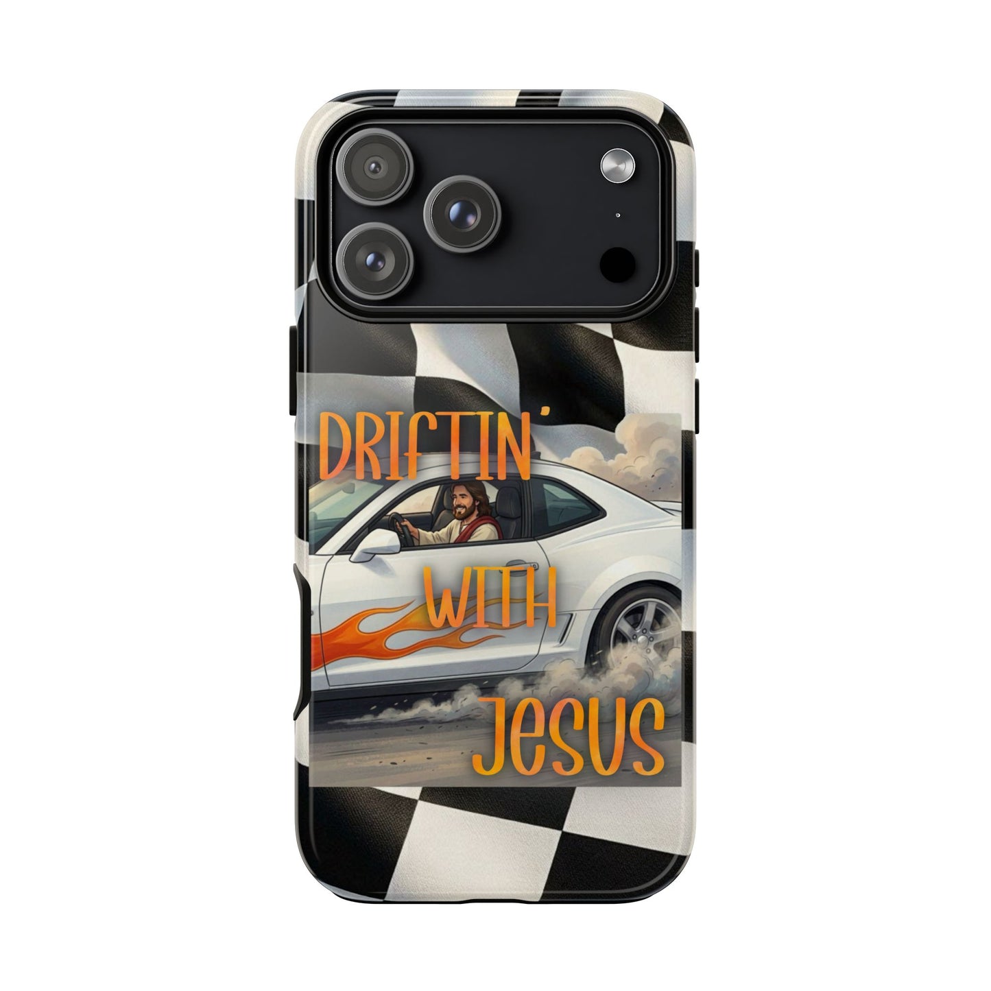 Phone Case — "Driftin' with Jesus" Racing Flag Design- iPhone
