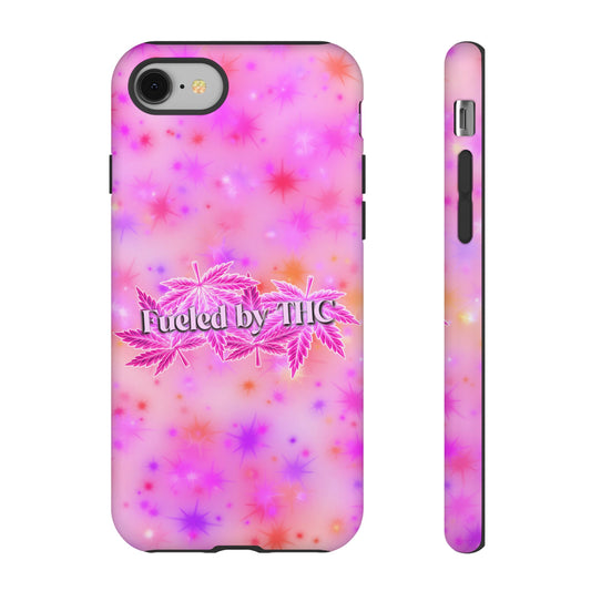 Fueled by THC Phone Case — Pink Cannabis Leaf Protective Case